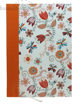 notitieboek gebonden, A5 blanco, Oranje Bloemen